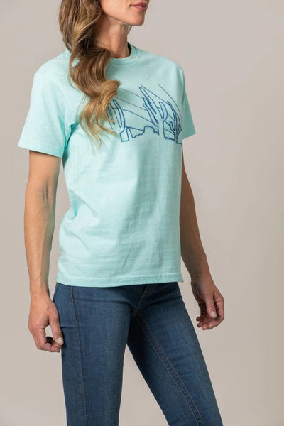 Kimes Ranch Ladies Hand Drawn Shirt - Ocean - Discover Kimes Ranch Ladies Hand Drawn Shirt - Ocean Quality Kimes Ranch Shirt located at The Revival.
