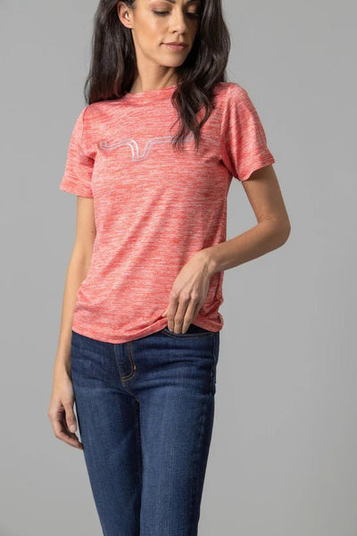 Kimes Ranch Ladies Outlier Tech Tee Shirt - Baked Apple Heather - Discover Kimes Ranch Ladies Outlier Tech Tee Shirt - Baked Apple Heather Quality Kimes Ranch Shirt located at The Revival.