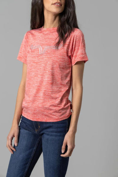 Kimes Ranch Ladies Outlier Tech Tee Shirt - Baked Apple Heather - Discover Kimes Ranch Ladies Outlier Tech Tee Shirt - Baked Apple Heather Quality Kimes Ranch Shirt located at The Revival.