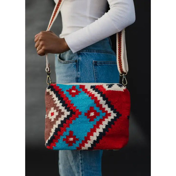 Panache Apparel Co. Red & Multicolored Aztec Crossbody - Discover Panache Apparel Co. Red & Multicolored Aztec Crossbody Quality Panache Apparel Co. Cross Body at The Revival.
