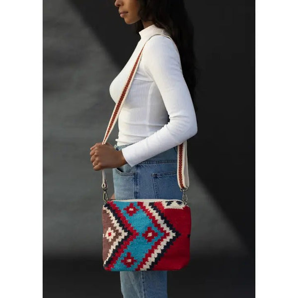 Panache Apparel Co. Red & Multicolored Aztec Crossbody - Discover Panache Apparel Co. Red & Multicolored Aztec Crossbody Quality Panache Apparel Co. Cross Body at The Revival.