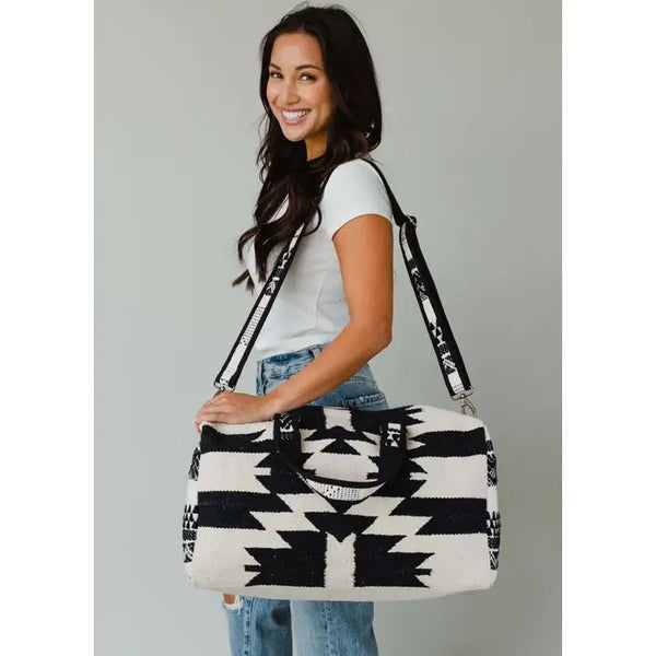 Panache Apparel Co. Cream & Black Aztec Duffel - Discover Panache Apparel Co. Cream & Black Aztec Duffel Quality Panache Apparel Co. Duffel Bag located at The Revival.