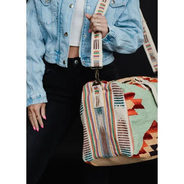 Panache Apparel Co. Mint & Multicolored Aztec Duffel - Discover Panache Apparel Co. Mint & Multicolored Aztec Duffel Quality Panache Apparel Co. Duffel Bag located at The Revival.
