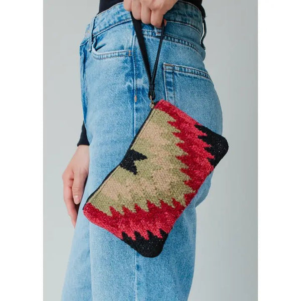Panache Apparel Co. Black, Green & Red Aztec Wristlet - Discover Panache Apparel Co. Black, Green & Red Aztec Wristlet Quality Panache Apparel Co. Wristlet located at The Revival.