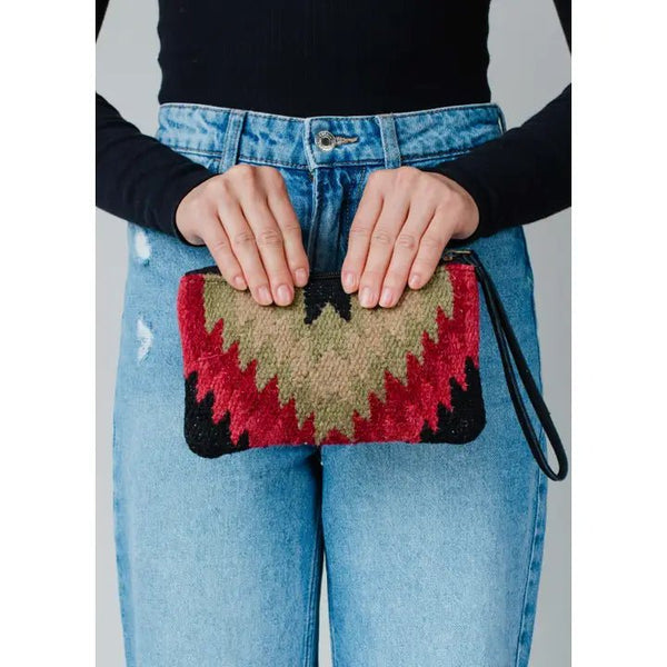 Panache Apparel Co. Black, Green & Red Aztec Wristlet - Discover Panache Apparel Co. Black, Green & Red Aztec Wristlet Quality Panache Apparel Co. Wristlet located at The Revival.