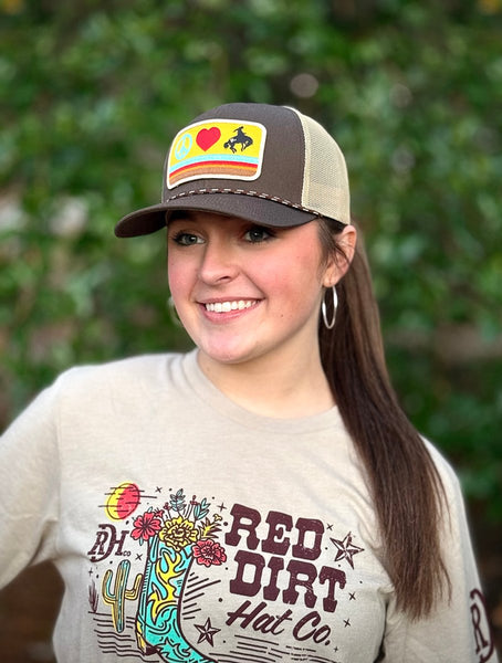 Red Dirt Hat Co. Peace, Love & Rodeo - Ladies Brown/Khaki - Discover Red Dirt Hat Co. Peace, Love & Rodeo - Ladies Brown/Khaki Quality Red Dirt Hat Co. Hats located at The Revival.
