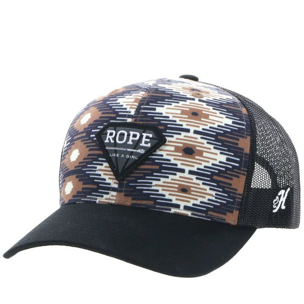 Hooey Rope Like A Girl Cream/Tan/Black Aztec Pattern Hat SKU: 2349T-CRBK - Discover Hooey Rope Like A Girl Cream/Tan/Black Aztec Pattern Hat SKU: 2349T - CRBK Quality Hooey Hats located at The Revival