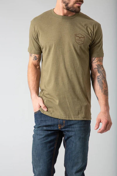 Kimes Ranch Shielded Trucker Tee Shirt - Military Green - Discover Kimes Ranch Shielded Trucker Tee Shirt - Military Green Quality Kimes Ranch Shirt located at The Revival.