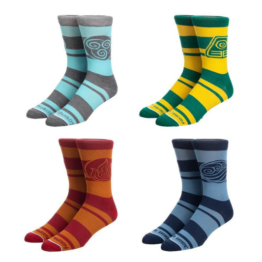Discover Avatar The Last Airbender 4 Pair Crew Socks Quality Bioworld Socks located at The Revival.