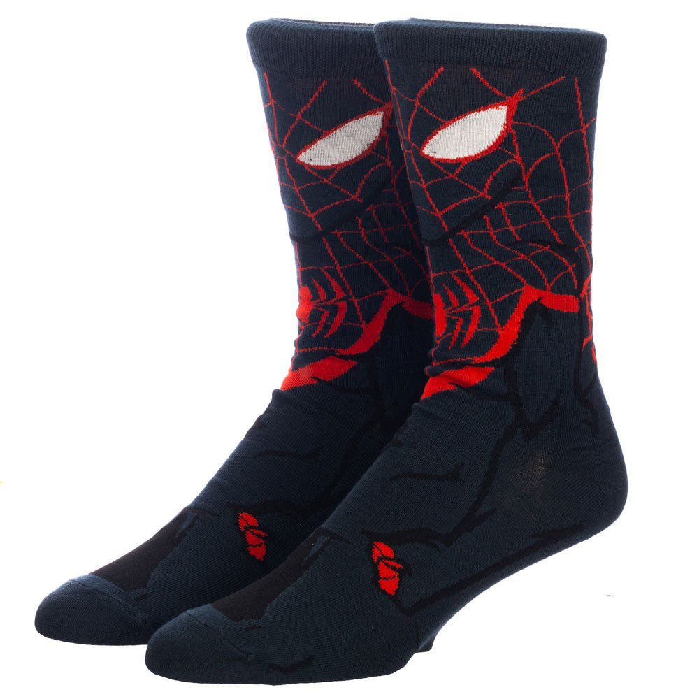 Discover Marvel Miles Morales Spiderman Animigos 360 Character Socks Quality Bioworld Socks located at The Revival.