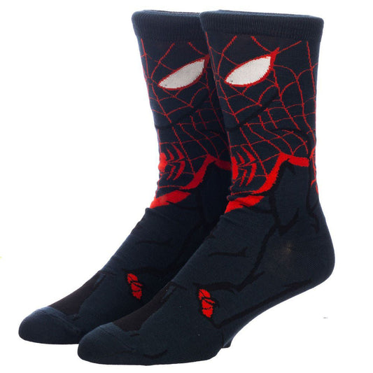 Discover Marvel Miles Morales Spiderman Animigos 360 Character Socks Quality Bioworld Socks located at The Revival.