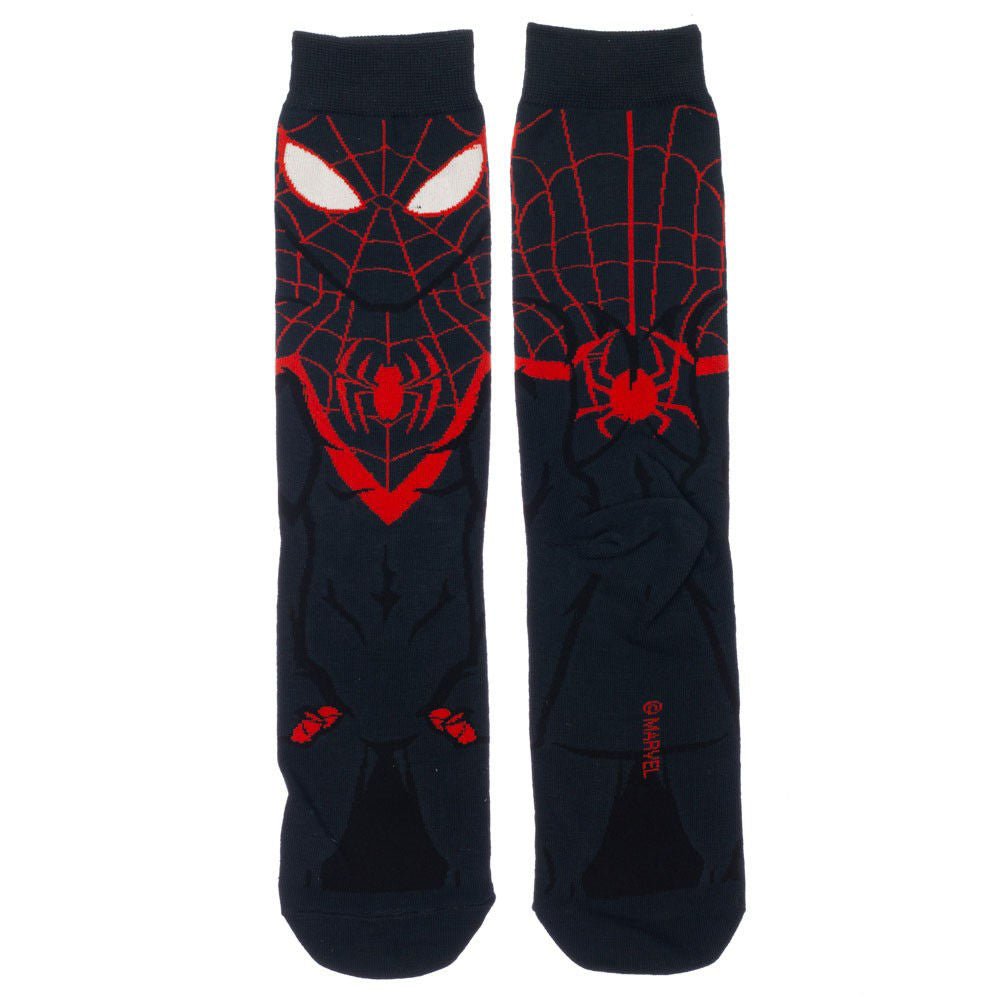Discover Marvel Miles Morales Spiderman Animigos 360 Character Socks Quality Bioworld Socks located at The Revival.
