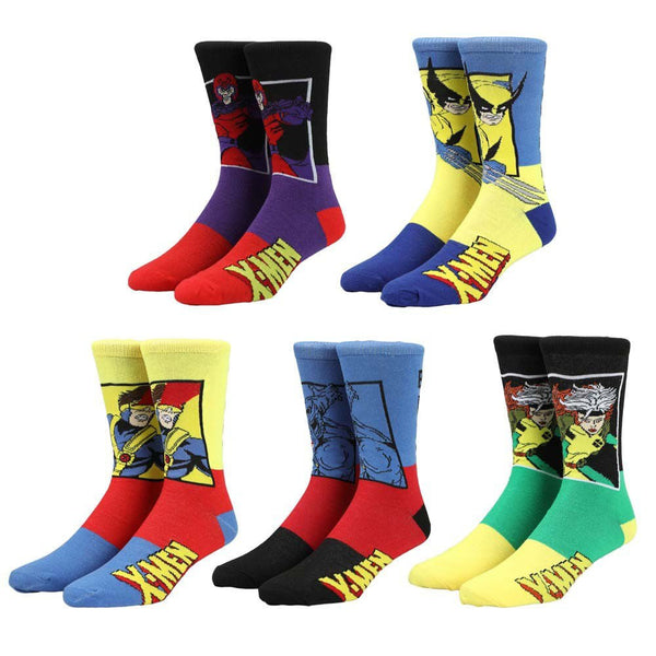 Marvel X-Men Colorblock 5 Pair Crew Socks - Discover Marvel X - Men Colorblock 5 Pair Crew Socks Quality Bioworld Socks located at The Revival.