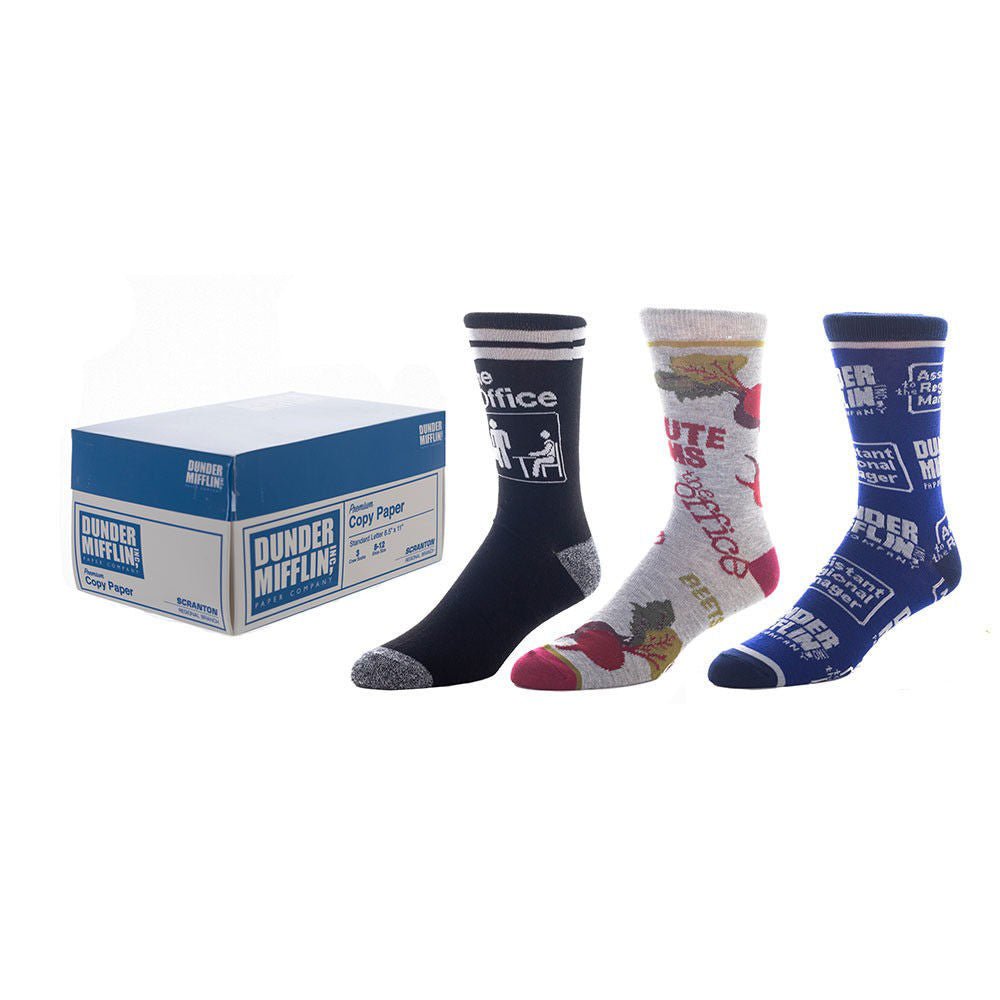 Discover The Office 3 Pair of Crew Box Set Quality Bioworld Socks located at The Revival.