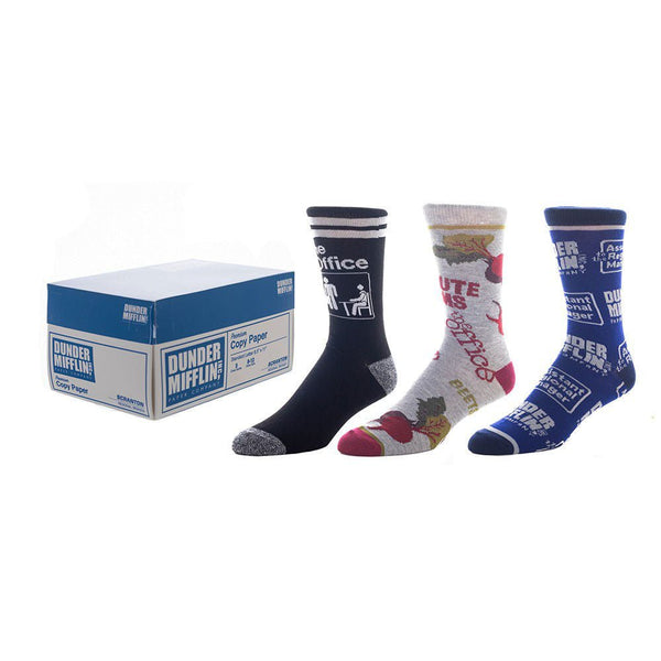 The Office 3 Pair of Crew Box Set - Discover The Office 3 Pair of Crew Box Set Quality Bioworld Socks located at The Revival.