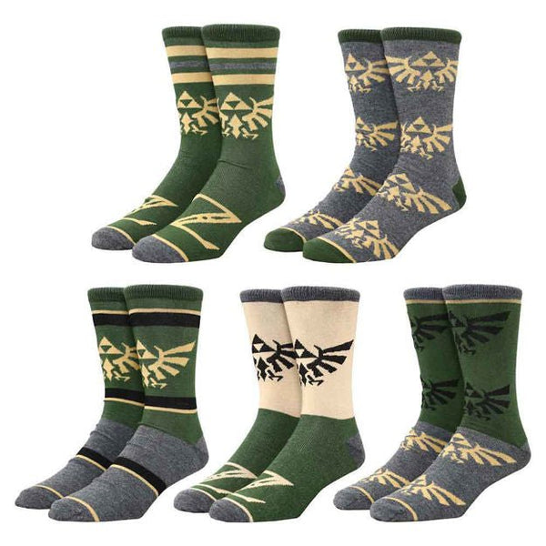 Zelda Hyrule Crest 5 Pair Crew Socks - Discover Zelda Hyrule Crest 5 Pair Crew Socks Quality Bioworld Socks located at The Revival.