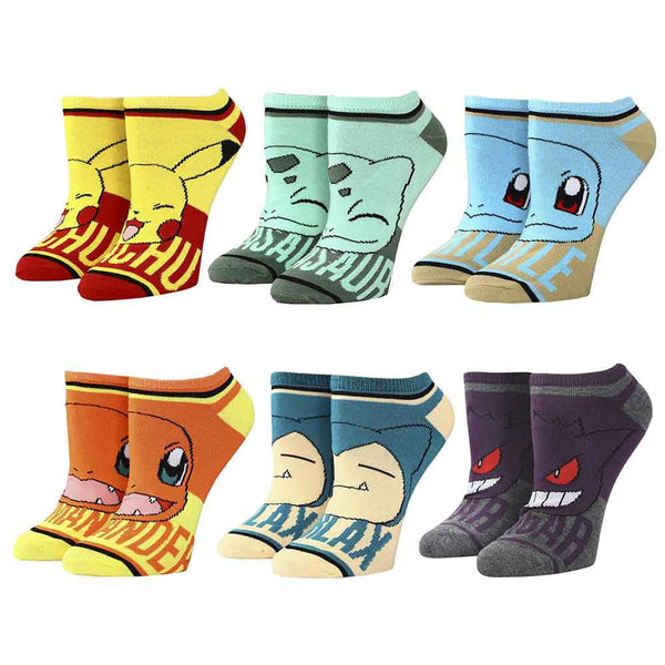 Pokemon Character Names 6 Pair Ankle Socks - Discover Pokemon Character Names 6 Pair Ankle Socks Quality Bioworld Socks located at The Revival.