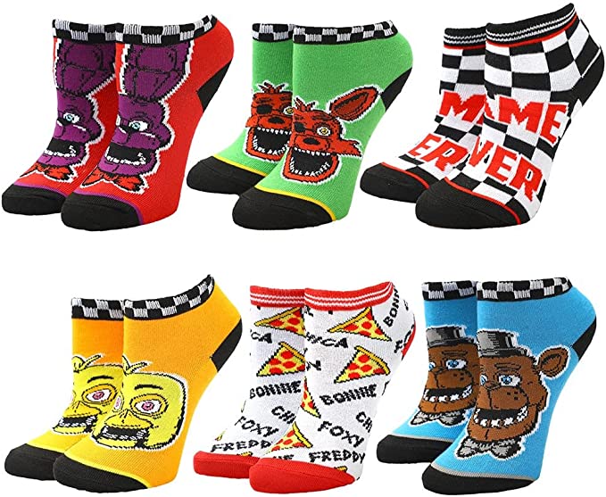 Discover Five Nights At Freddy's Youth 6 Pack Ankle Socks Quality Bioworld Socks located at The Revival.