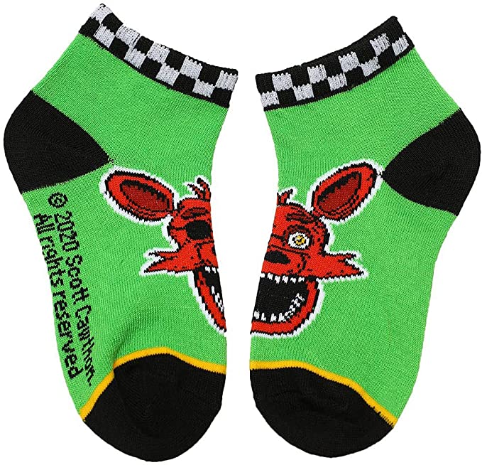 Discover Five Nights At Freddy's Youth 6 Pack Ankle Socks Quality Bioworld Socks located at The Revival.