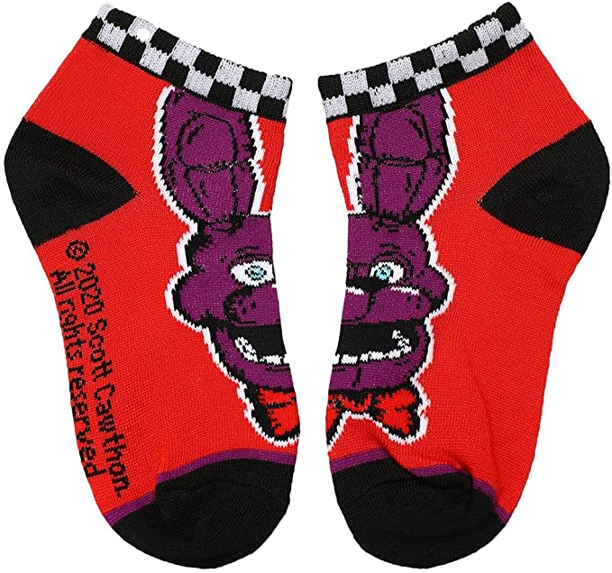 Discover Five Nights At Freddy's Youth 6 Pack Ankle Socks Quality Bioworld Socks located at The Revival.
