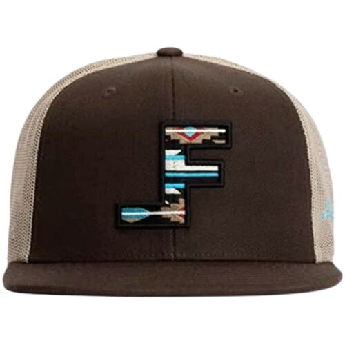Lane Frost Bronc Western Snapback Hat - Front View of Lane Frost Bronc Rodeo Cap in Brown and Khaki