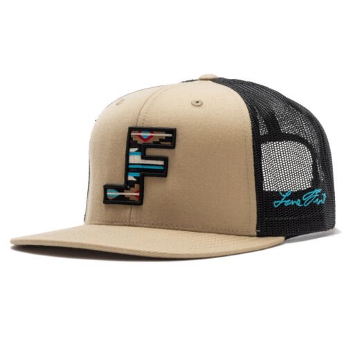 Lane Frost Roundup Tan Black Western Cap - Side View of Lane Frost Roundup Western Trucker Cap