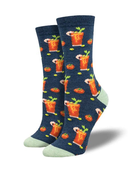 Discover WOMEN'S BAMBOO "BLOODY GOOD DRINK" SOCKS Quality Socksmith Socks located at The Revival.