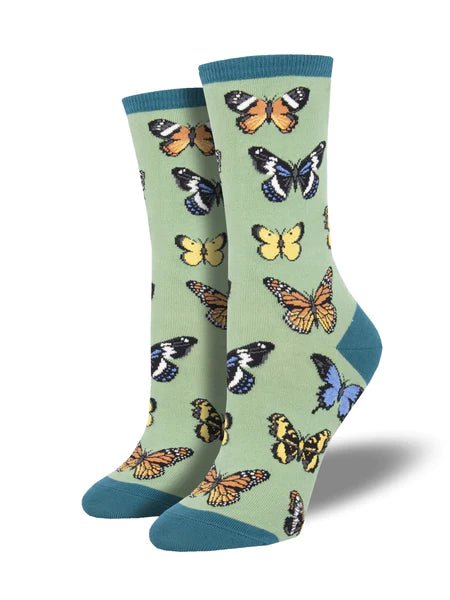 Discover WOMEN'S "MAJESTIC BUTTERFLIES" SOCKS Quality Socksmith Socks located at The Revival.